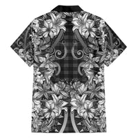 Hawaii Palaka Family Matching Puletasi and Hawaiian Shirt Black Tribal Pattern With Tropical Flowers - Polynesian Pride