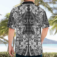 Hawaii Palaka Hawaiian Shirt Black Tribal Pattern With Tropical Flowers - Polynesian Pride