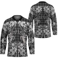 Hawaii Palaka Hockey Jersey Black Tribal Pattern With Tropical Flowers - Polynesian Pride