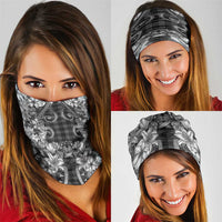 Hawaii Palaka Neck Gaiter Black Tribal Pattern With Tropical Flowers - Polynesian Pride