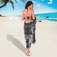 Hawaii Palaka Sarong Black Tribal Pattern With Tropical Flowers - Polynesian Pride