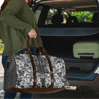 Hawaii Palaka Travel Bag Black Tribal Pattern With Tropical Flowers - Polynesian Pride