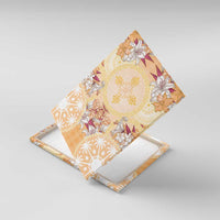 Hawaii Peach Palaka Canvas Wall Art With Tapa Pattern Tropical Flowers - Polynesian Pride