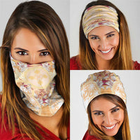 Hawaii Peach Palaka Neck Gaiter With Tapa Pattern Tropical Flowers - Polynesian Pride