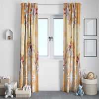 Hawaii Peach Palaka Window Curtain With Tapa Pattern Tropical Flowers - Polynesian Pride