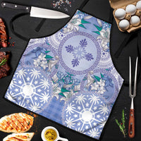 Hawaii Violet Palaka Apron With Tapa Pattern Tropical Flowers - Polynesian Pride