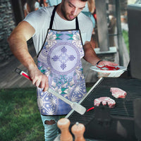 Hawaii Violet Palaka Apron With Tapa Pattern Tropical Flowers - Polynesian Pride