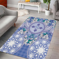 Hawaii Violet Palaka Area Rug With Tapa Pattern Tropical Flowers - Polynesian Pride