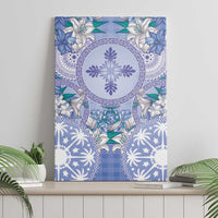 Hawaii Violet Palaka Canvas Wall Art With Tapa Pattern Tropical Flowers - Polynesian Pride