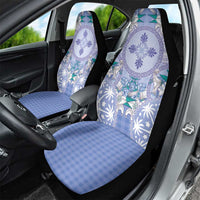 Hawaii Violet Palaka Car Seat Cover With Tapa Pattern Tropical Flowers - Polynesian Pride