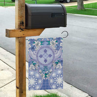 Hawaii Violet Palaka Garden Flag With Tapa Pattern Tropical Flowers - Polynesian Pride