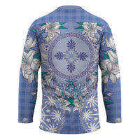 Hawaii Violet Palaka Hockey Jersey With Tapa Pattern Tropical Flowers - Polynesian Pride
