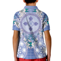 Hawaii Violet Palaka Kid Polo Shirt With Tapa Pattern Tropical Flowers - Polynesian Pride