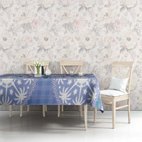 Hawaii Violet Palaka Tablecloth With Tapa Pattern Tropical Flowers - Polynesian Pride