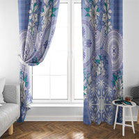 Hawaii Violet Palaka Window Curtain With Tapa Pattern Tropical Flowers - Polynesian Pride