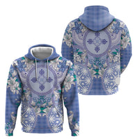 Hawaii Violet Palaka Zip Hoodie With Tapa Pattern Tropical Flowers - Polynesian Pride