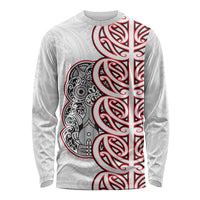 Aotearoa New Zealand Long Sleeve Shirt Maori Marae Pattern Tiki LT05 Unisex White - Polynesian Pride