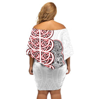 Aotearoa New Zealand Off Shoulder Short Dress Maori Marae Pattern Tiki LT05 - Polynesian Pride