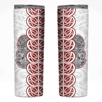 Aotearoa New Zealand Skinny Tumbler Maori Marae Pattern Tiki LT05 White - Polynesian Pride