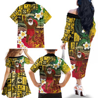 Vanuatu Christmas Family Matching Off The Shoulder Long Sleeve Dress and Hawaiian Shirt Ni-Van Santa Retro Style - Polynesian Pride