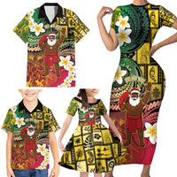 Vanuatu Christmas Family Matching Short Sleeve Bodycon Dress and Hawaiian Shirt Ni-Van Santa Retro Style - Polynesian Pride