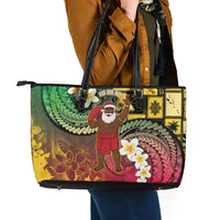Vanuatu Christmas Leather Tote Bag Ni-Van Santa Retro Style LT05 - Polynesian Pride