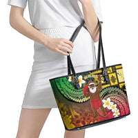 Vanuatu Christmas Leather Tote Bag Ni-Van Santa Retro Style LT05 - Polynesian Pride