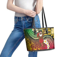 Vanuatu Christmas Leather Tote Bag Ni-Van Santa Retro Style LT05 - Polynesian Pride