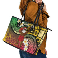 Vanuatu Christmas Leather Tote Bag Ni-Van Santa Retro Style LT05 - Polynesian Pride