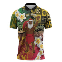 Vanuatu Christmas Zipper Polo Shirt Ni-Van Santa Retro Style LT05 Colorful - Polynesian Pride