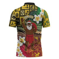 Vanuatu Christmas Zipper Polo Shirt Ni-Van Santa Retro Style LT05 - Polynesian Pride