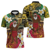 Vanuatu Christmas Zipper Polo Shirt Ni-Van Santa Retro Style LT05 - Polynesian Pride
