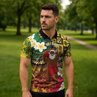 Vanuatu Christmas Zipper Polo Shirt Ni-Van Santa Retro Style LT05 - Polynesian Pride