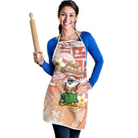 Hawaii Mele Kalikimaka Apron Hula Santa Retro Style Red - Polynesian Pride