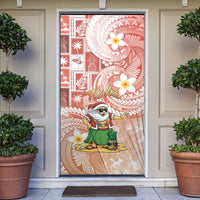 Hawaii Mele Kalikimaka Door Cover Hula Santa Retro Style Red - Polynesian Pride