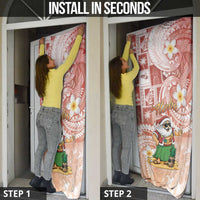 Hawaii Mele Kalikimaka Door Cover Hula Santa Retro Style Red - Polynesian Pride