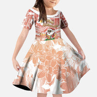 Hawaii Mele Kalikimaka Family Matching Off The Shoulder Long Sleeve Dress and Hawaiian Shirt Hula Santa Retro Style Red - Polynesian Pride