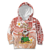 Hawaii Mele Kalikimaka Kid Hoodie Hula Santa Retro Style Red LT05 Hoodie Red - Polynesian Pride