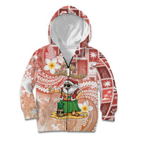 Hawaii Mele Kalikimaka Kid Hoodie Hula Santa Retro Style Red LT05 Zip Hoodie Red - Polynesian Pride