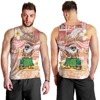 Hawaii Mele Kalikimaka Men Tank Top Hula Santa Retro Style Red - Polynesian Pride