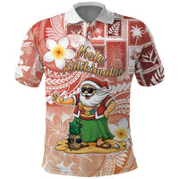 Hawaii Mele Kalikimaka Polo Shirt Hula Santa Retro Style Red - Polynesian Pride