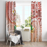 Hawaii Mele Kalikimaka Window Curtain Hula Santa Retro Style Red - Polynesian Pride