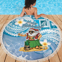 Hawaii Mele Kalikimaka Beach Blanket Hula Santa Retro Style Blue - Polynesian Pride