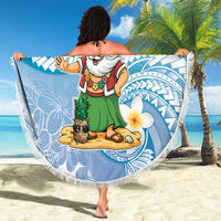 Hawaii Mele Kalikimaka Beach Blanket Hula Santa Retro Style Blue - Polynesian Pride