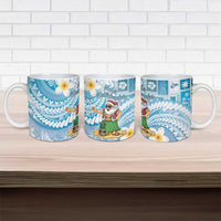 Hawaii Mele Kalikimaka Ceramic Mug Hula Santa Retro Style Blue - Polynesian Pride