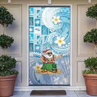 Hawaii Mele Kalikimaka Door Cover Hula Santa Retro Style Blue LT05 Blue - Polynesian Pride