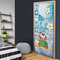Hawaii Mele Kalikimaka Door Cover Hula Santa Retro Style Blue LT05 - Polynesian Pride