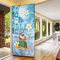 Hawaii Mele Kalikimaka Door Cover Hula Santa Retro Style Blue LT05 - Polynesian Pride