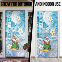 Hawaii Mele Kalikimaka Door Cover Hula Santa Retro Style Blue LT05 - Polynesian Pride