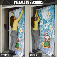 Hawaii Mele Kalikimaka Door Cover Hula Santa Retro Style Blue LT05 - Polynesian Pride